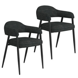 Archer Dining Chair, Set of 2, in Charcoal Fabric and Black