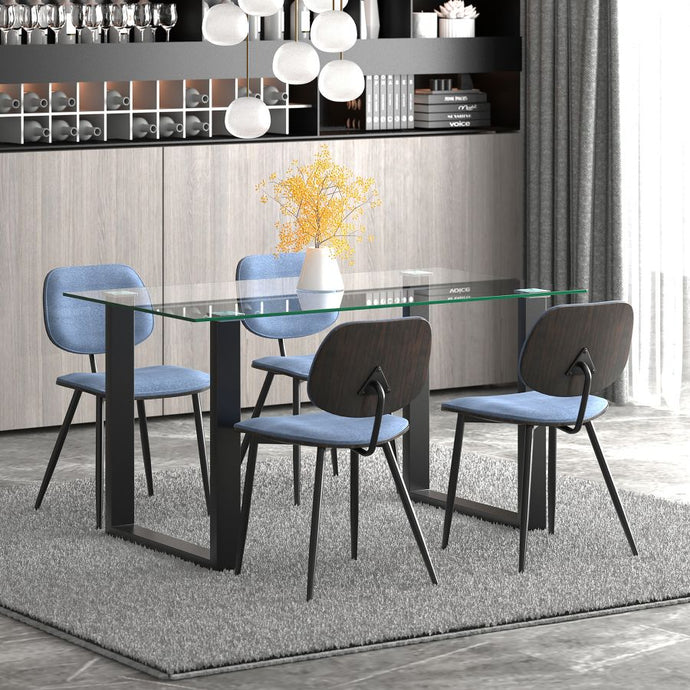 Franco/Capri 5pc Dining Set in Black with Blue Chair