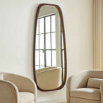 Zachari - Asymmetrical Tall Mirror - Gold / Woodtone