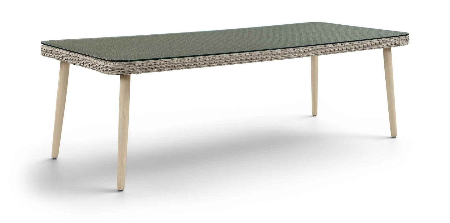 Seacrest - Tempered Glass Top And Wicker Outdoor Patio Dining Table