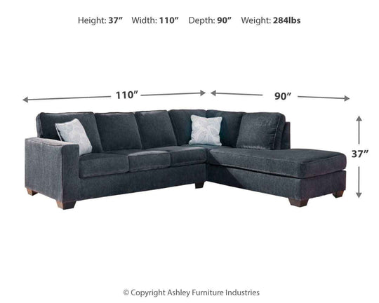 Altari - Right Arm Facing Corner Chaise With Sleeper 2 Pc Sectional - Slate
