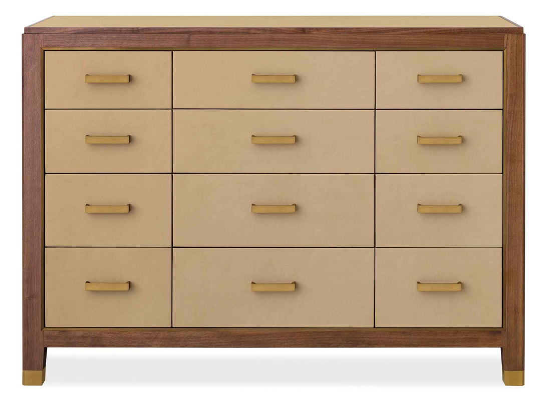 Melange - Zurich Accent Drawer Chest - Beige / Medium Walnut