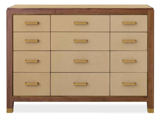 Melange - Zurich Accent Drawer Chest - Beige / Medium Walnut