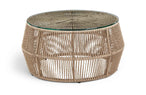Coastline - Tempered Glass Top And Wicker Outdoor Patio Coffee Table - Natural | Natural