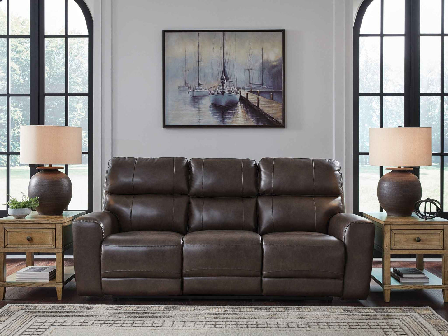 Crossplex - Power Reclining Sofa With Adjustable Headrest - Smoke