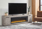 Naydell - 92" TV Stand With Wide Fireplace Insert - Gray
