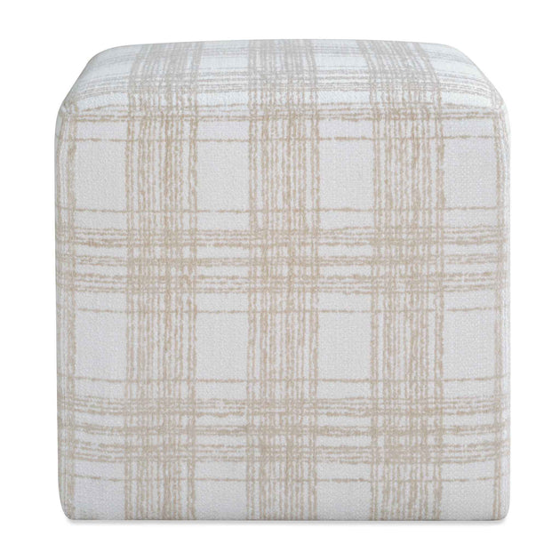 Joie - Porcelain Plaid Ottoman - White