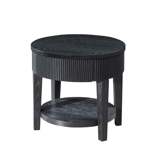 Tate - Round One Drawer End Table - Black