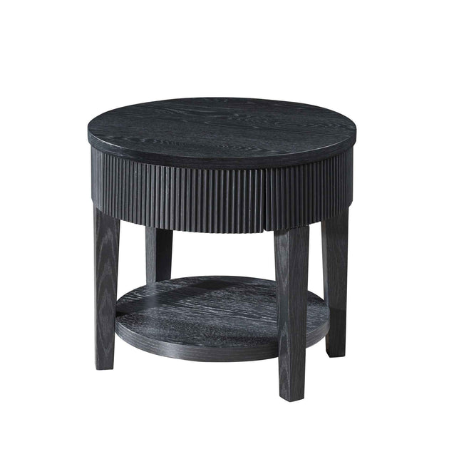 Tate - Round One Drawer End Table - Black