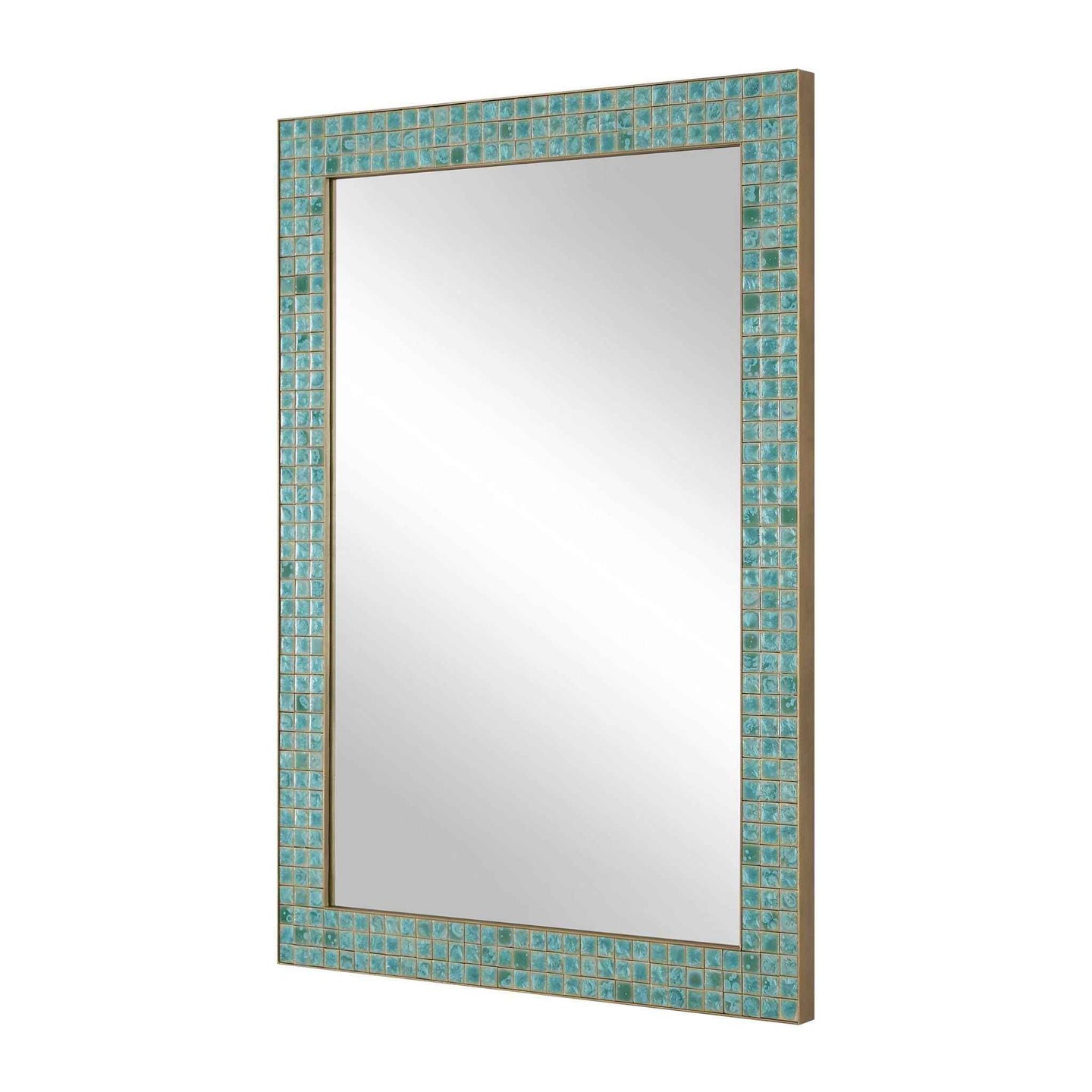 Coralie - Tile Mirror - Blue / Gold / Green