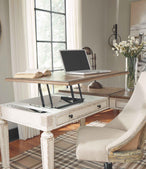 Realyn - L Shaped Desk With Lift Top - White / Brown