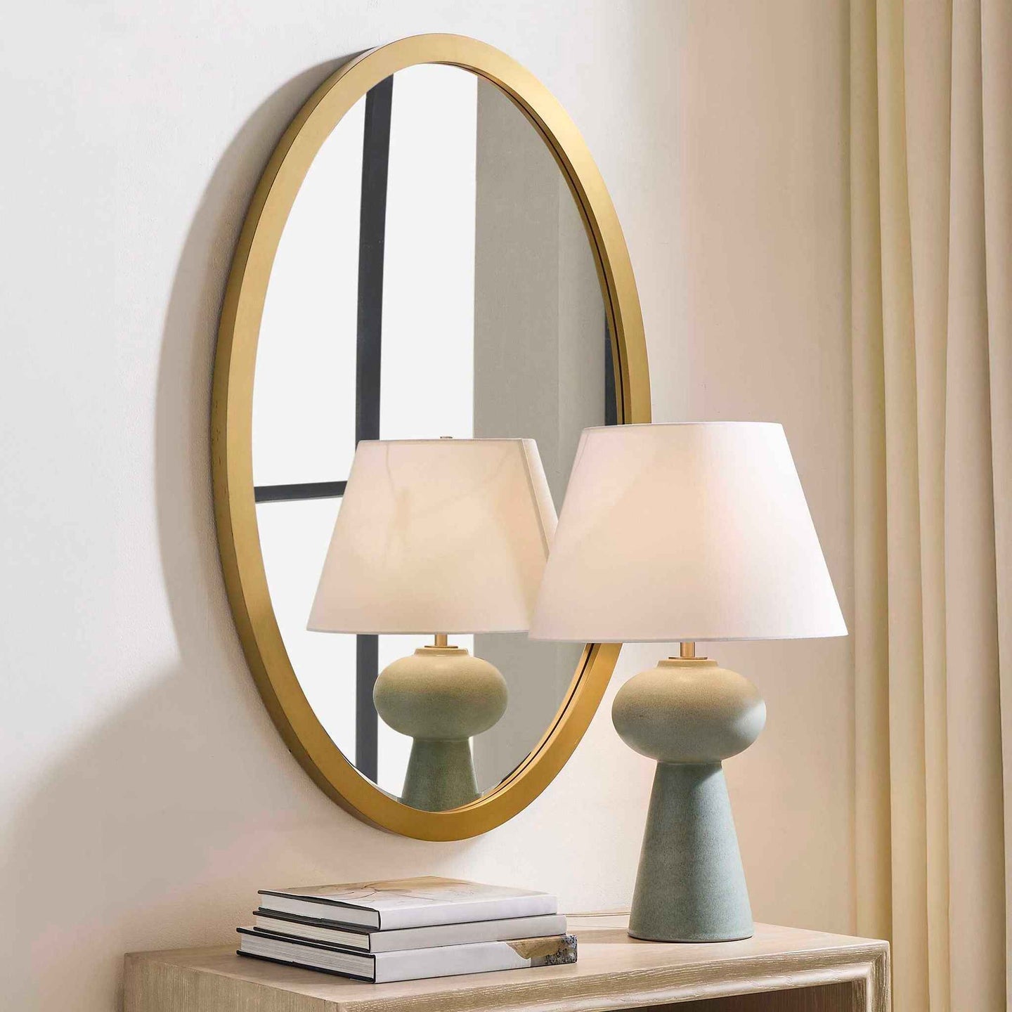 Elstree - Oval Mirror - Antique Brass