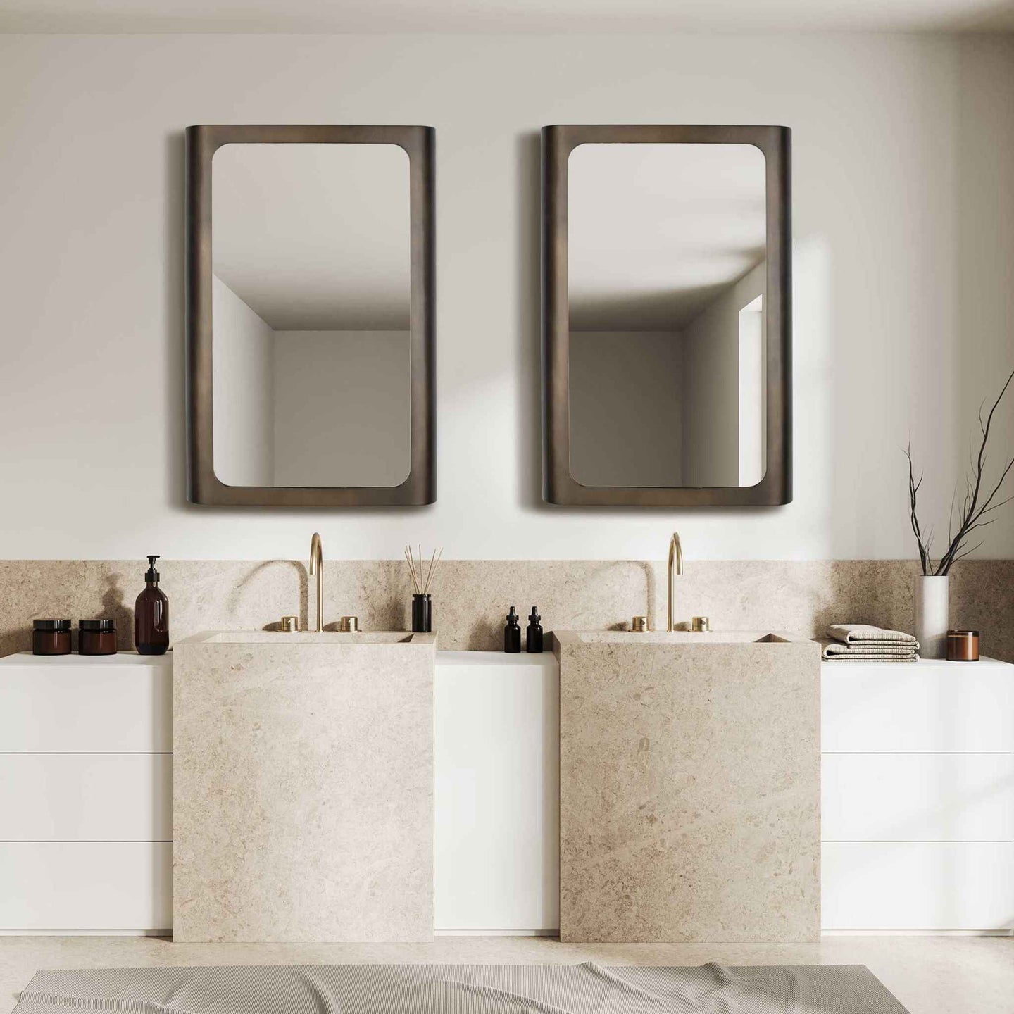 Fischer - Curved Edge Mirror - Gold Bronze