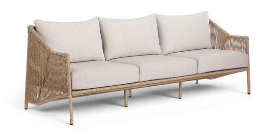 Coastline - Olefin Water Resistant Fabric And Wicker Outdoor Patio Sofa - Beige