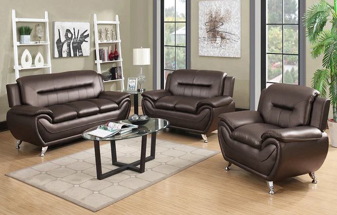 Baltes 3 - Piece Vegan Leather Living Room Set - Brown