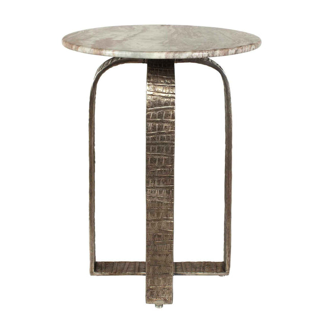Warner - Indoor-Outdoor Side Table - Antiqued Champagne / White