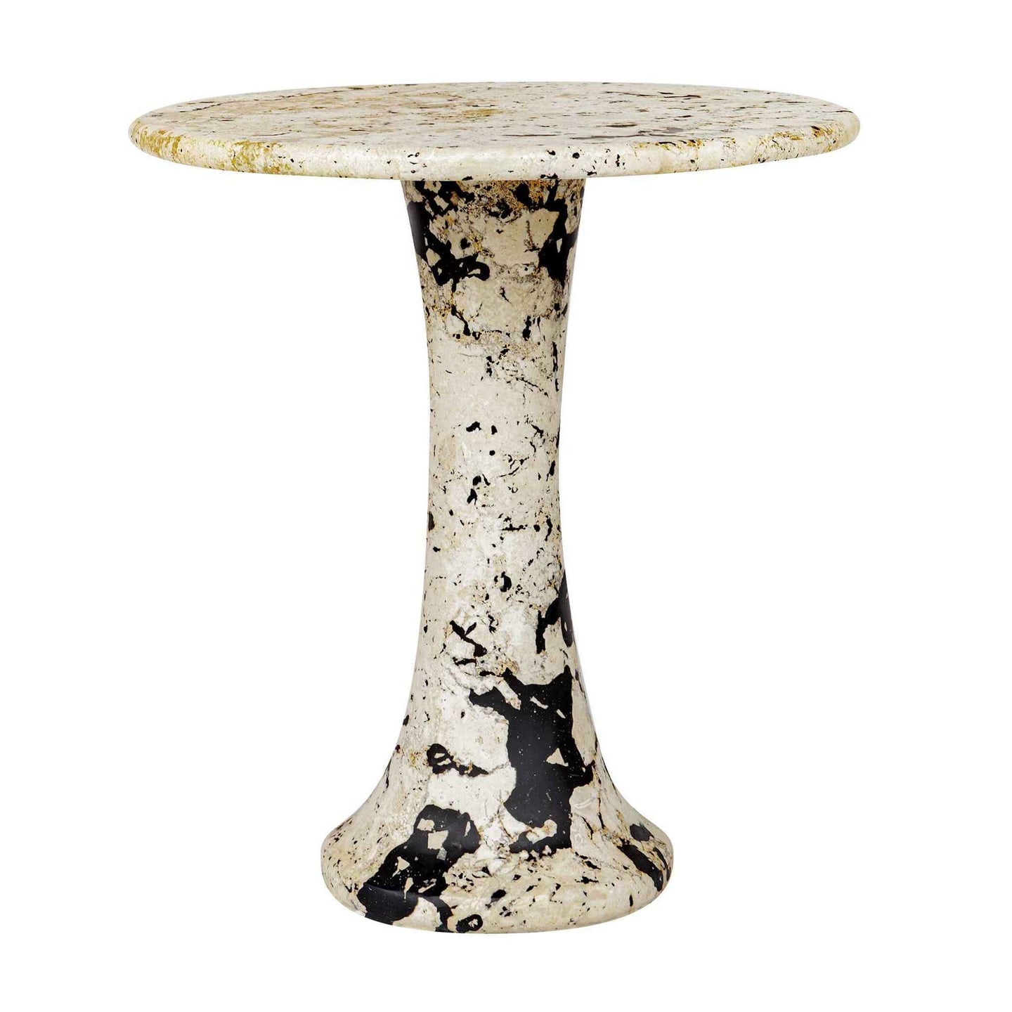 Cadas - Indoor-Outdoor Stone Side Table - Black / White