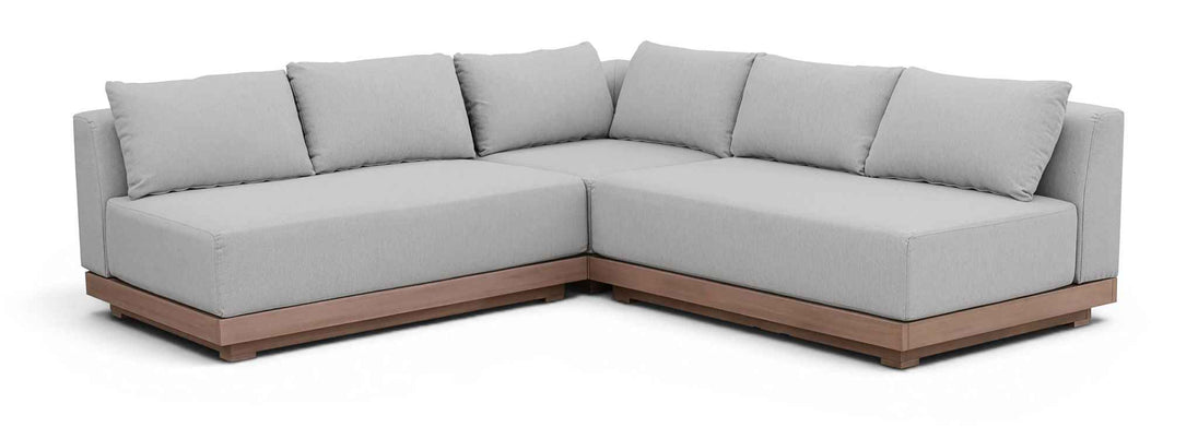 Solace - Olefin Performance Fabric 3 Piece Outdoor Patio Modular Sectional (2 Loveseats & Corner Chair)