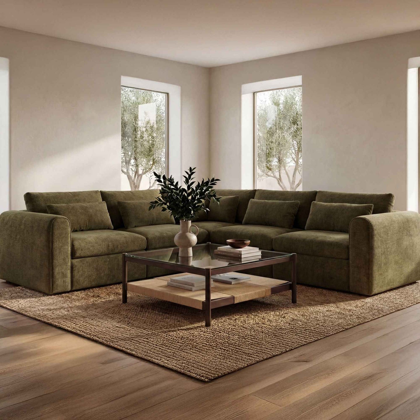 Swift - Classic L Modular Sectional - Dark Green