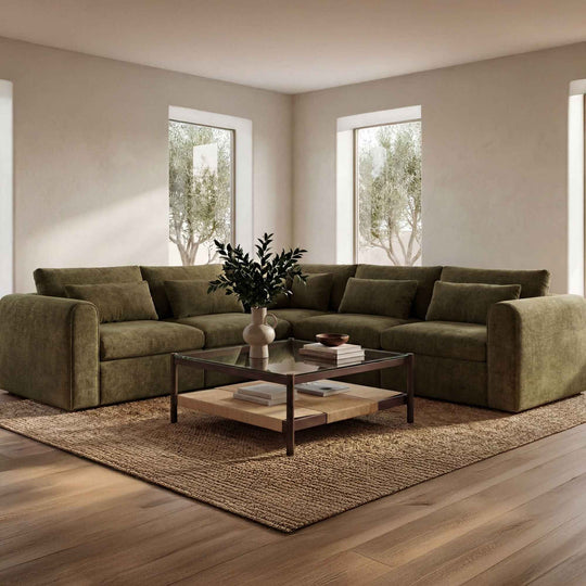 Swift - Classic L Modular Sectional - Dark Green