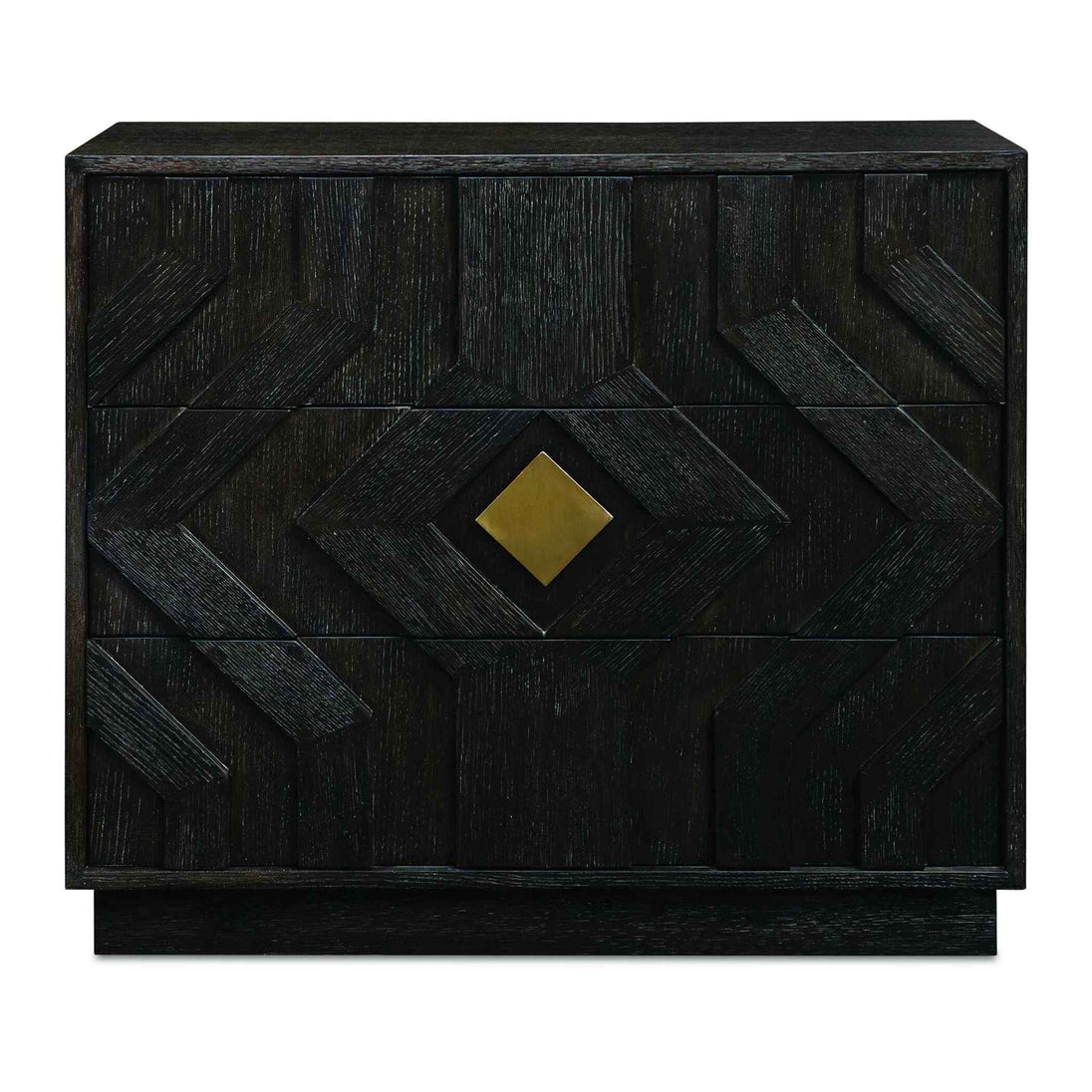 Faulkner - 3 Drawer Modern Chest - Black / Brass