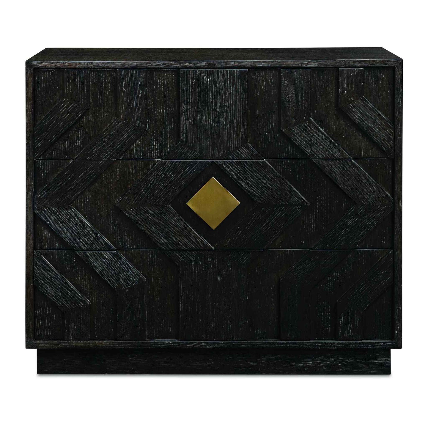Faulkner - 3 Drawer Modern Chest - Black / Brass