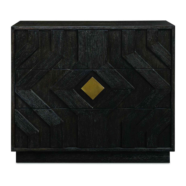 Faulkner - 3 Drawer Modern Chest - Black / Brass