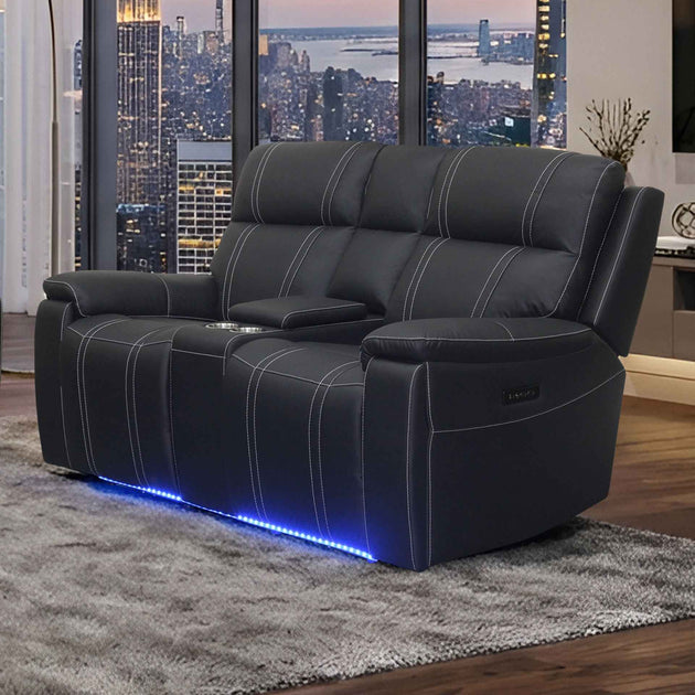 Hartley - Reclining Console Loveseat With Power Headrest & Footrest - Black