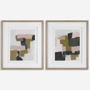 Color Block Framed Prints (Set of 2) Light Brown