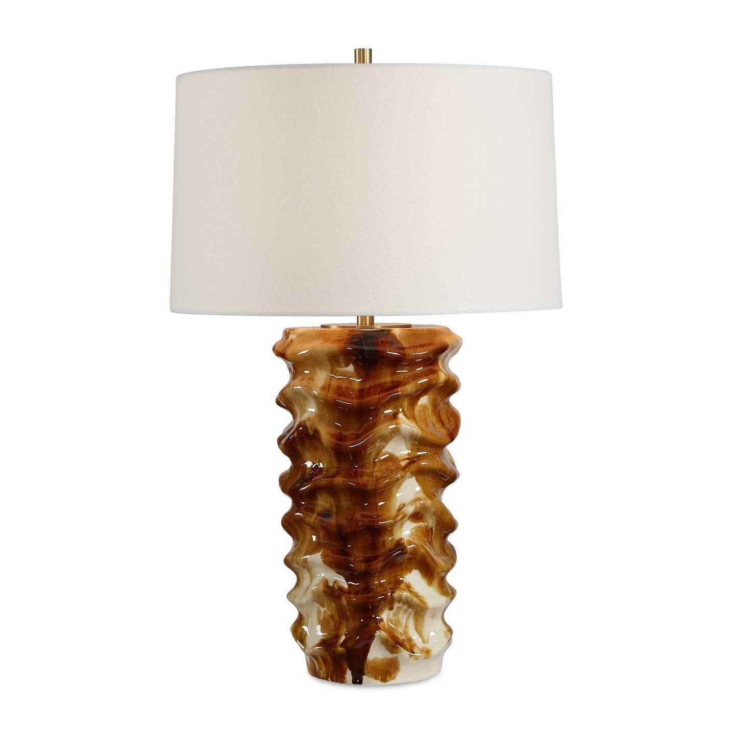 Bassa - Glazed Table Lamp - Brown / Cream