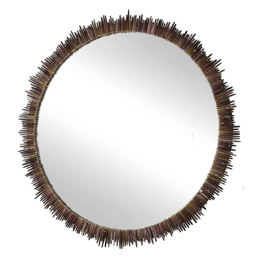 Tiger Sea Urchin - Round Mirror - Brown / Green