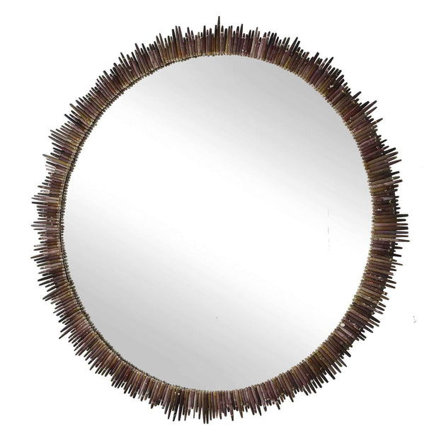 Tiger Sea Urchin - Round Mirror - Brown / Green