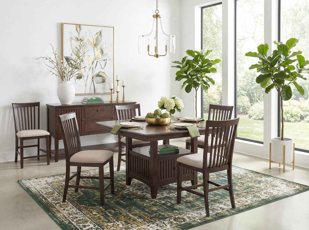 Caldwell - Complete Counter Height Dining Table With Storage Base - Espresso
