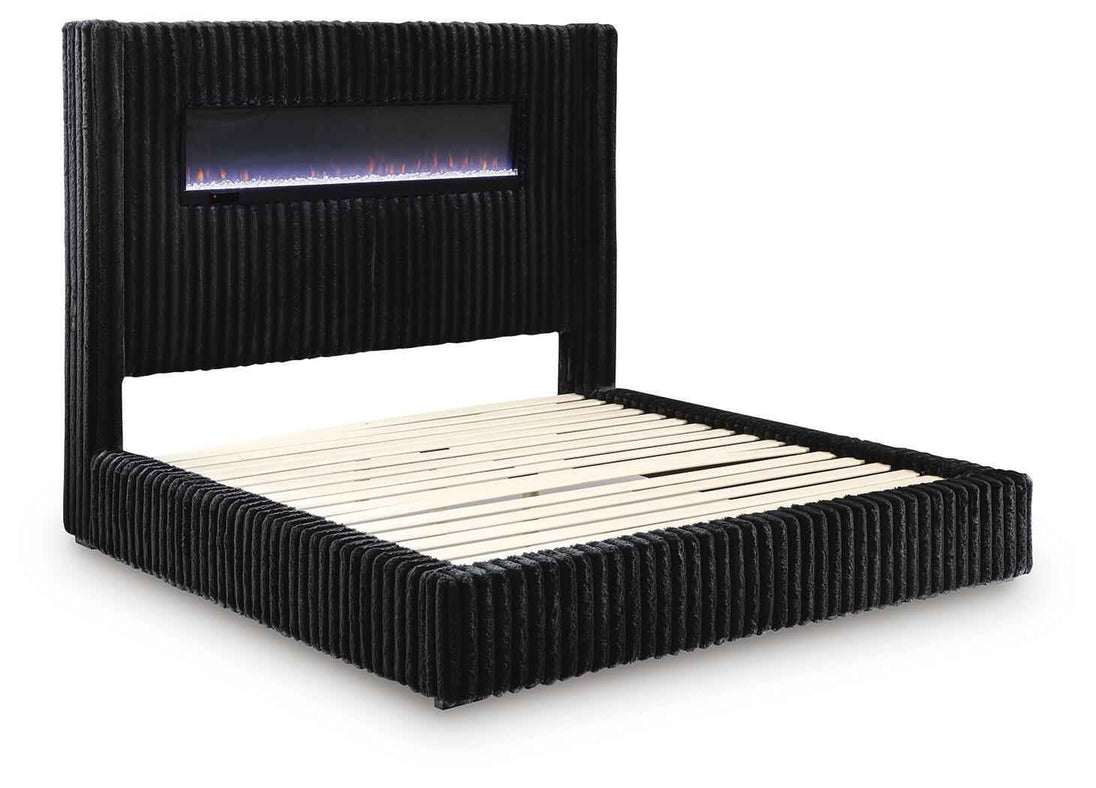 Tayleena - Upholstered Bed With Fireplace And Wireless Audio