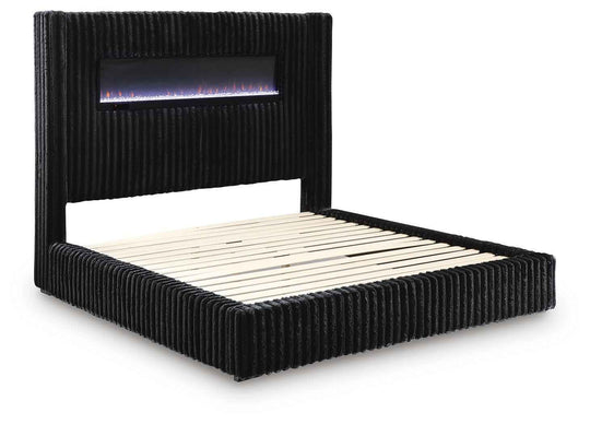Tayleena - Upholstered Bed With Fireplace And Wireless Audio