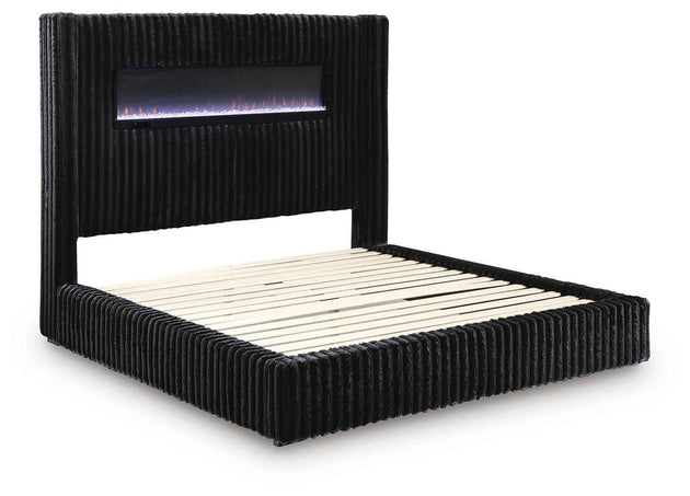 Tayleena - Upholstered Bed With Fireplace And Wireless Audio