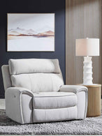 Social Pointe - Power Recliner / Adjustable Headrest - Pearl / Ash