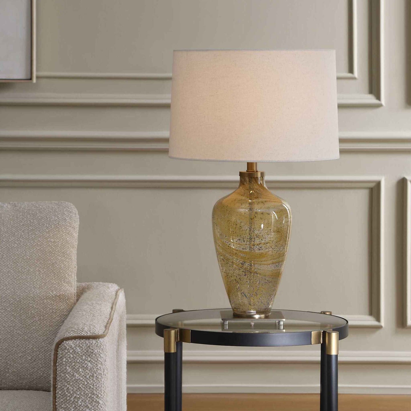 Rainer - Blown Glass Table Lamp - Brown / White