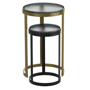 Ares 2pc Accent Table Set in Black and Antique Gold