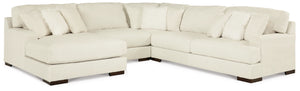 Zada Ivory 4Pc Left Arm Facing Chaise Sectional