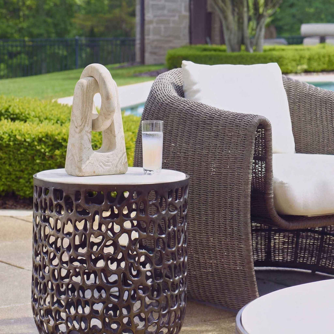 Continuum Stone - Indoor-Outdoor Sculpture - Brown / White