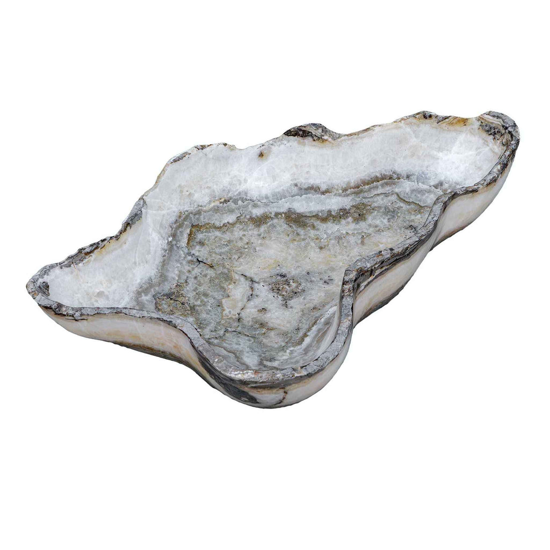 Lunara - Indoor-Outdoor Stone Bowl - Gray / White