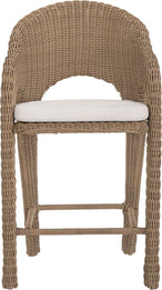Seacrest - Olefin Water Resistant Fabric And Wicker Outdoor Patio Bar Stool
