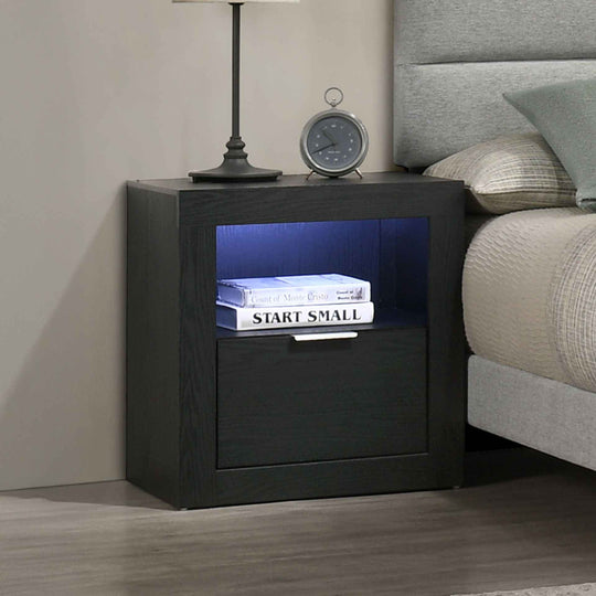 Asher - Nightstand With LED Light - Smoke