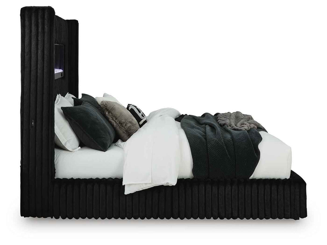 Tayleena - Upholstered Bed With Fireplace And Wireless Audio