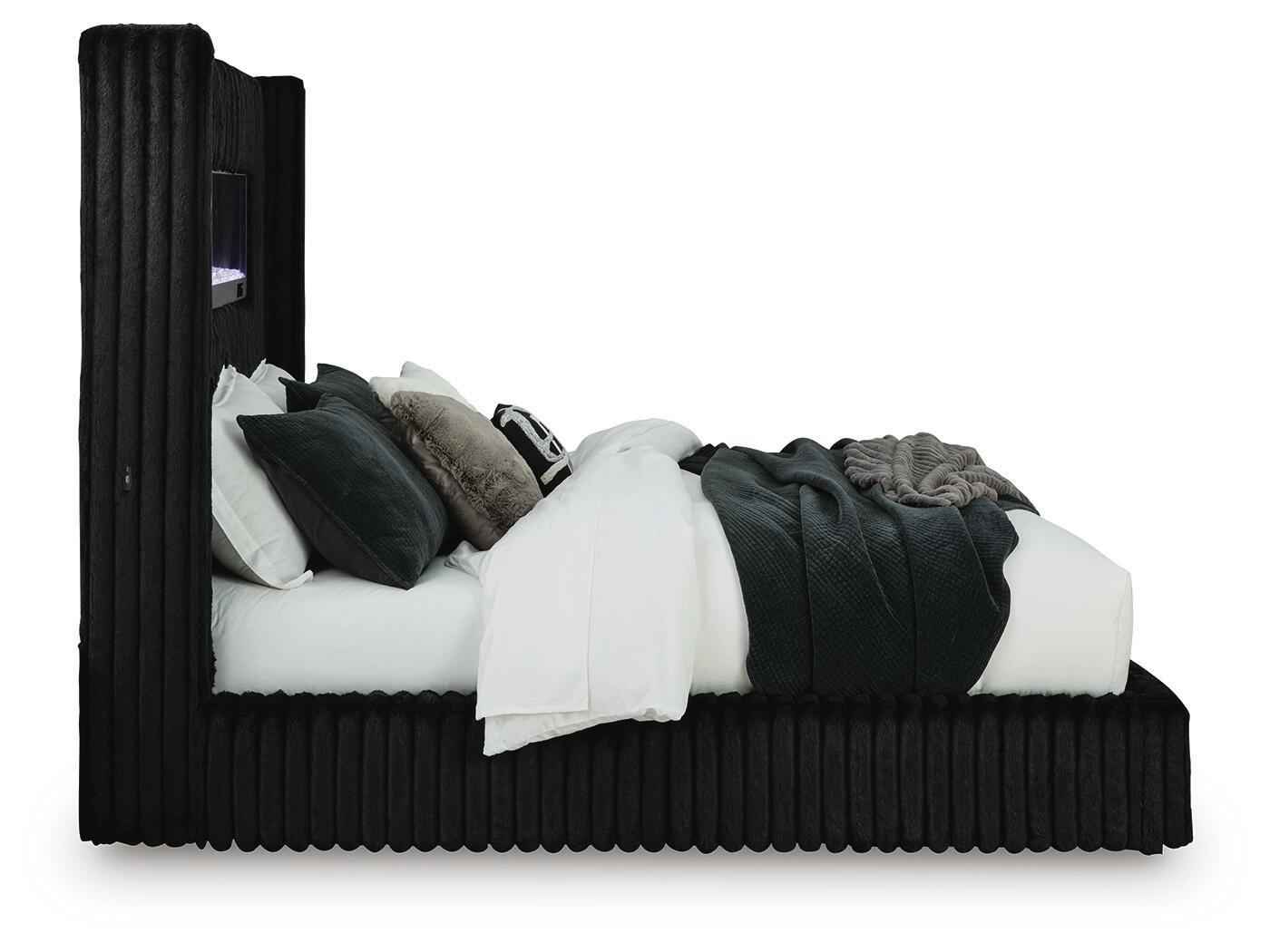 Tayleena - Upholstered Bed With Fireplace And Wireless Audio
