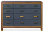 Melange - Geneva Accent Drawer Chest - Blue / Medium Walnut