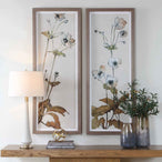 Garden - Study Framed Floral Prints (Set of 2) - Blue / Brown / Green / White