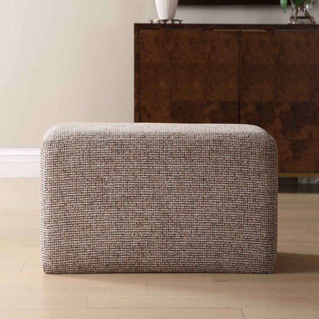 Kelce - Woven Checkered Ottoman - Brown