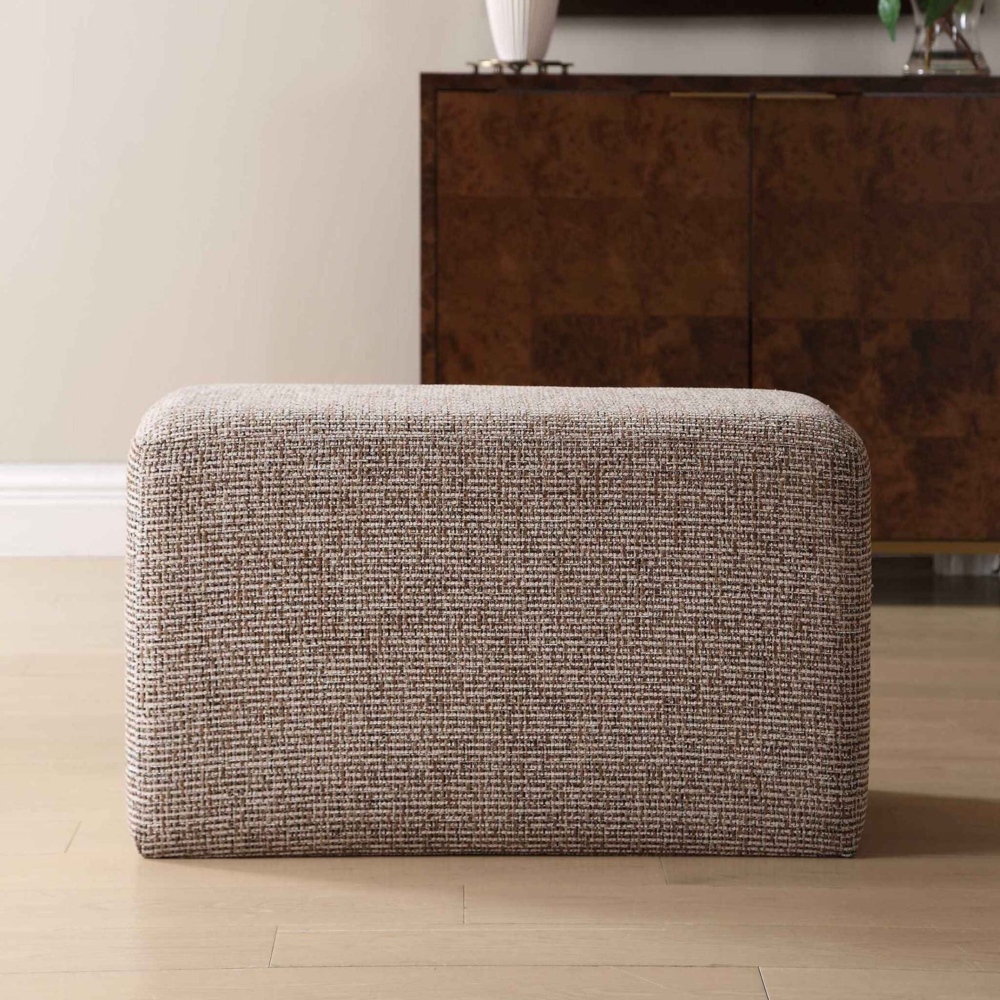 Kelce - Woven Checkered Ottoman - Brown